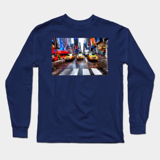 Yellow Taxi Cabs Times Square New York Long Sleeve T-Shirt